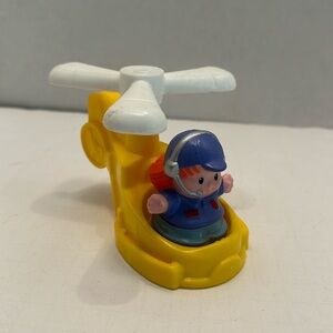 Fisher Price Little People Yellow Helicopter and Red Headed Pilot 2008